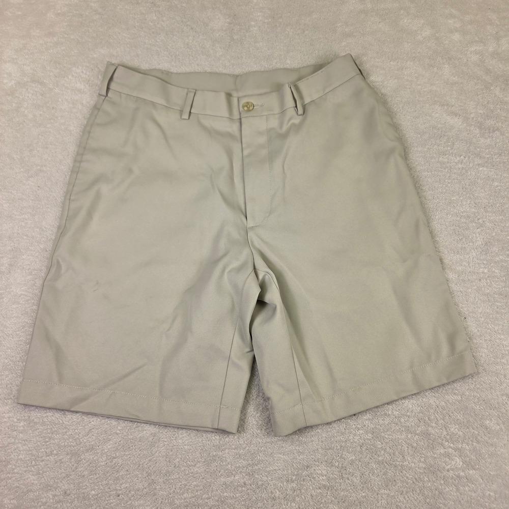 Pro Tour Mens Flat Front Golf Shorts Khaki Tan Size 32 Polyester Casual Sporty